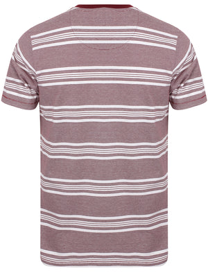 Nissi Cotton Striped Crew Neck T-Shirt In Oxblood - South Shore
