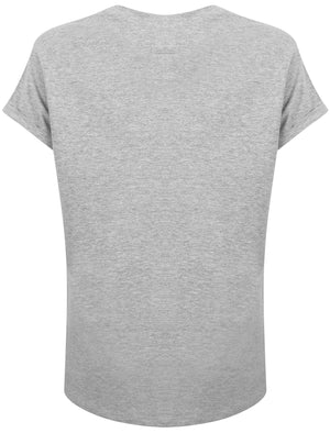 Niyana Cotton Jersey T-Shirt with Turn Up Sleeves In Light Grey Marl - Tokyo Laundry