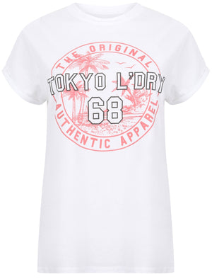 Niyana Cotton Jersey T-Shirt with Turn Up Sleeves In Optic White - Tokyo Laundry