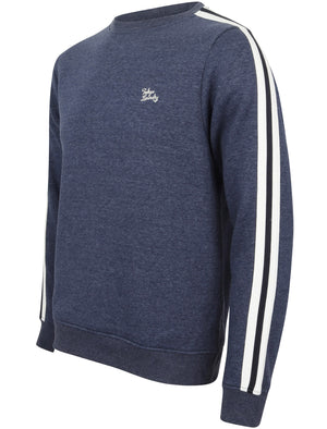 Nocona Point Sweatshirt with Tape Detail Sleeves in Medieval Blue Marl - Tokyo Laundry