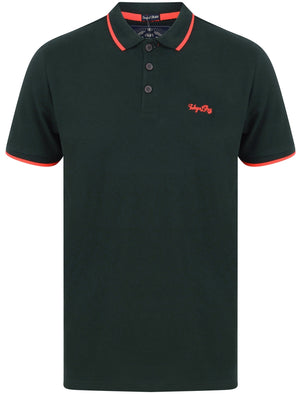 Talibu Cotton Pique Polo Shirt with Neon Tipping In Pine Grove - Tokyo Laundry
