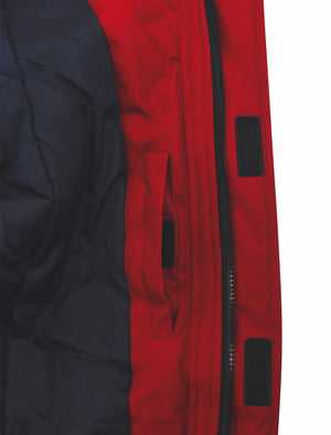 Nolte Utility Parka Coat with Borg Lined Faux Fur Trim Hood in Biking Red - Tokyo Laundry