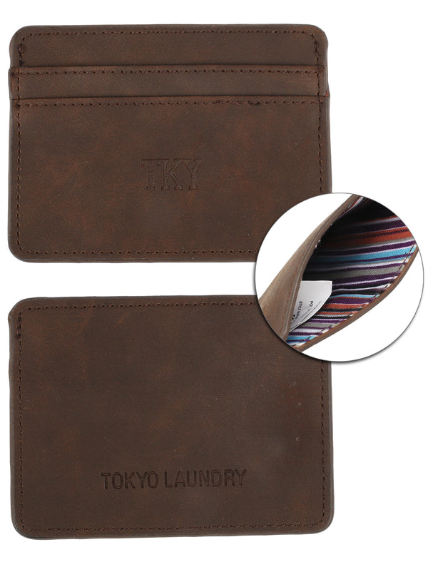 North Dakota Faux Leather 2 Slot Card Holder in Tan - Tokyo Laundry
