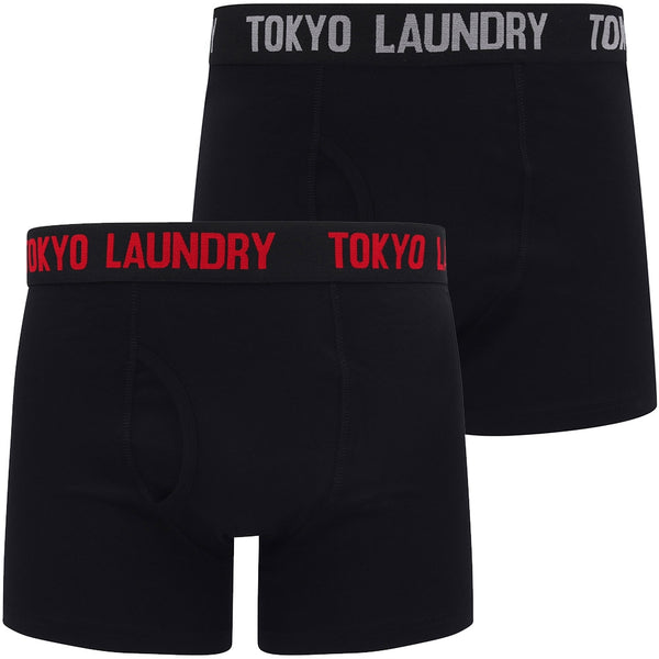 Oceana (2 Pack) Boxer Shorts Set in Barados Cherry / Light Grey Marl - Tokyo Laundry