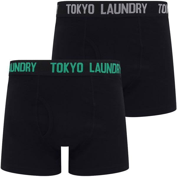 Oceana (2 Pack) Boxer Shorts Set in Jelly Bean Green / Light Grey Marl - Tokyo Laundry