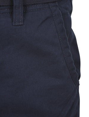 Tokyo Laundry Cotton Shorts with Belt in Midnight Blue