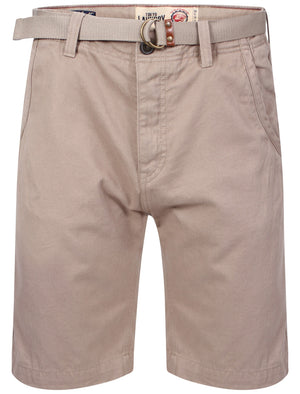Tokyo Laundry Cotton Shorts with Belt in Stone
