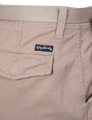 Tokyo Laundry Cotton Shorts with Belt in Stone