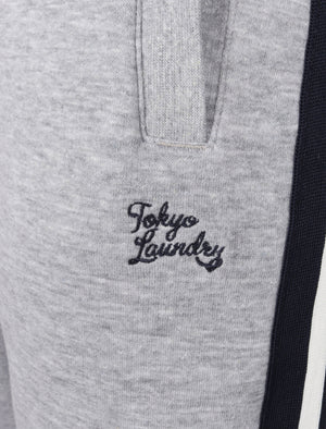 Okeene Cuffed Joggers with Side Tape Detail In Light Grey Marl - Tokyo Laundry