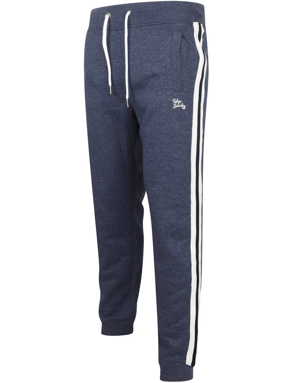 Okeene Cuffed Joggers with Side Tape Detail In Medieval Blue Marl - Tokyo Laundry