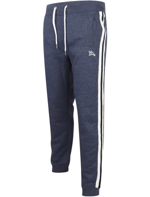 Mens Cuffed Joggers with Side Tape Detail In Medieval Blue Marl - Tokyo Laundry