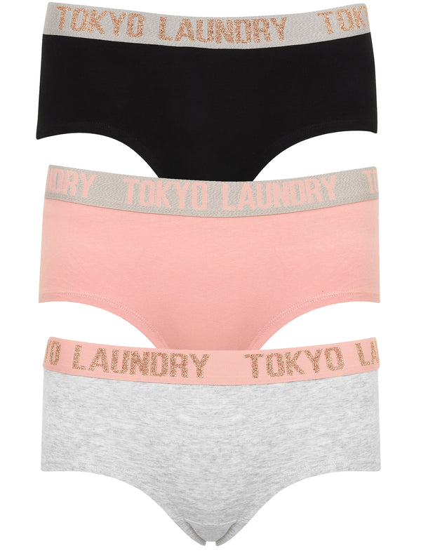 Olivia (3 Pack) Assorted Hipster Briefs In Black / Blush / Light Grey Marl - Tokyo Laundry