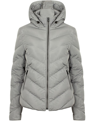 Oracle Chevron Quilted Hooded Puffer Jacket in Light Grey - Tokyo Laun –  Tokyo Laundry