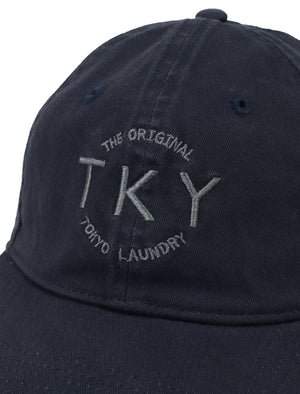 Orwells Cotton Twill Embroidered Cap In Dark Denim - Tokyo Laundry