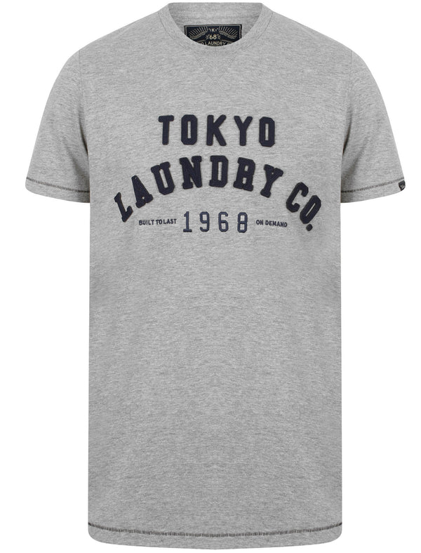 Othello Applique Cotton T-Shirt In Light Grey Marl - Tokyo Laundry