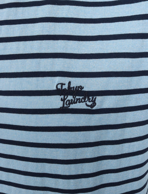 Pacora Grindle Stripe Cotton T-Shirt In Angel Falls Blue - Tokyo Laundry