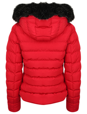 Pepper Quilted Hooded Jacket With Detachable Fur Trim In Crimson - Tokyo Laundry