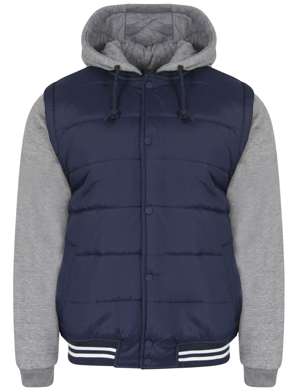 Perseus Contrast Sleeve Baseball Jacket in Midnight Blue - Tokyo Laundry