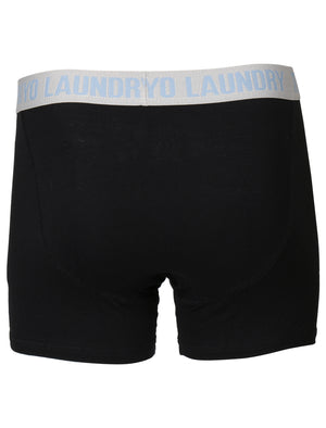 Perth Boxer Shorts in Black / Dusty Turquoise - Tokyo Laundry