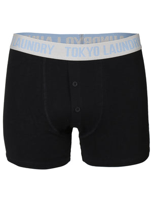 Perth Boxer Shorts in Black / Dusty Turquoise - Tokyo Laundry