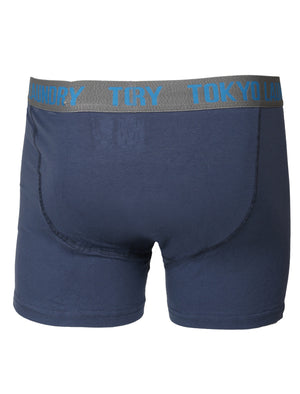 Perth Boxer Shorts in Vintage Indigo / Ice Grey Marl - Tokyo Laundry