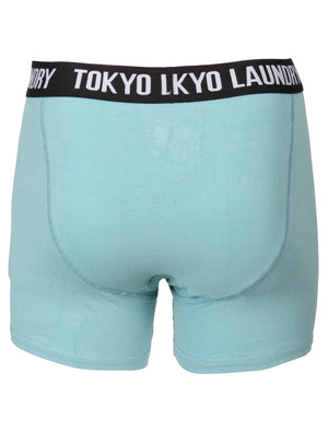 Perth Boxer Shorts in Black / Dusty Turquoise - Tokyo Laundry