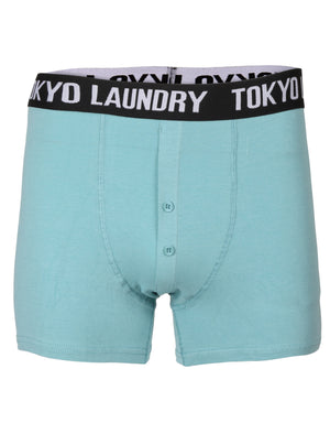 Perth Boxer Shorts in Black / Dusty Turquoise - Tokyo Laundry