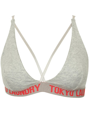 Petra (2 Pack) Strappy Bra Set in Placid Blue / Light Grey Marl - Tokyo Laundry
