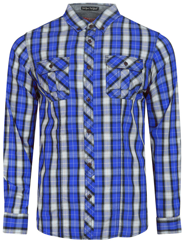 Peven Long Sleeve Checked Shirt in Ocean - Tokyo Laundry