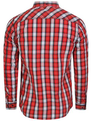 Peven Long Sleeve Checked Shirt in Samba Red - Tokyo Laundry