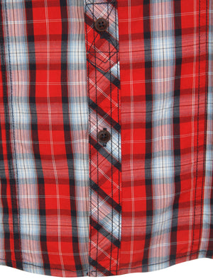 Peven Long Sleeve Checked Shirt in Samba Red - Tokyo Laundry
