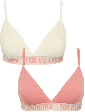 Pippa (2 Pack) Jersey Triangle Bra Set in Blush / Ivory - Tokyo Laundry