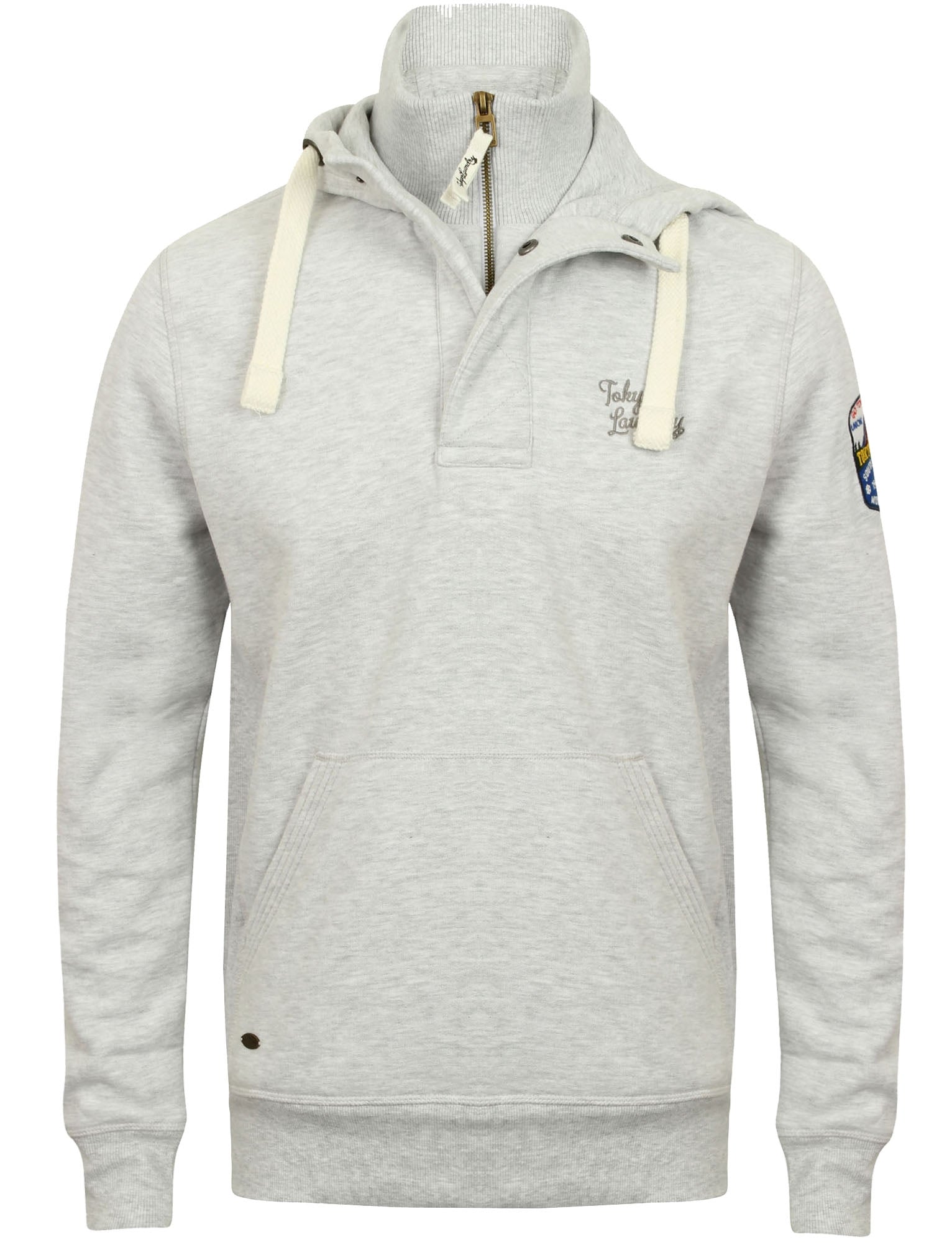 Grey funnel neck hoodie on sale