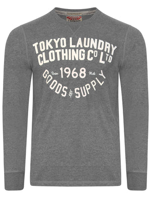 Felt Applique Long Sleeve Top in Mid Grey Marl - Tokyo Laundry