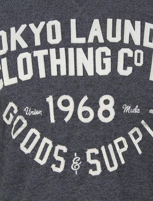 Felt Applique Long Sleeve Top in Mood Indigo Marl - Tokyo Laundry