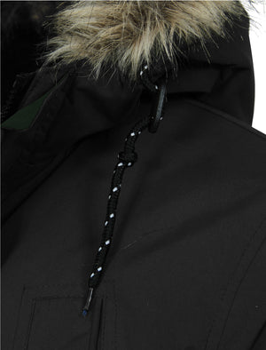 Ponsonby Parka Coat With Fur Trim Hood in Black - Tokyo Laundry