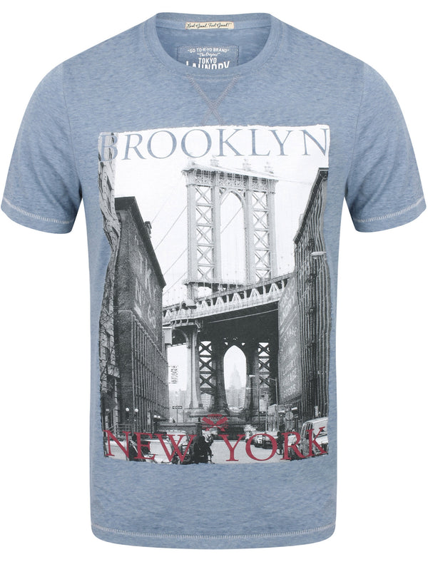 Port Hewlett Motif Burnout T-Shirt In Vintage Indigo - Tokyo Laundry