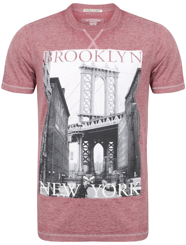 Port Hewlett Motif Burnout T-Shirt In Warm Rose - Tokyo Laundry