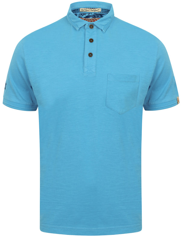 Port Wing Cotton Slub Polo Shirt in Blue Grotto - Tokyo Laundry