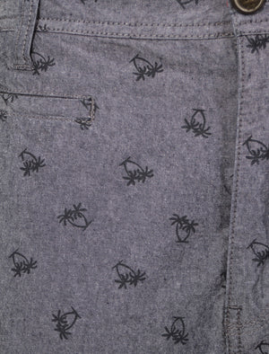 Portfino Cotton Chambray Shorts in Blue - Tokyo Laundry