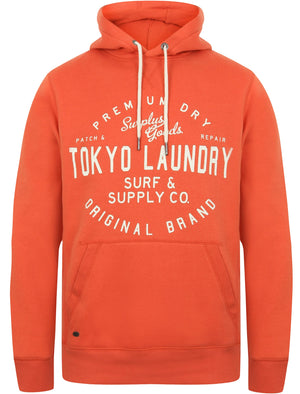 Portopalo Cove Brush Back Fleece Pullover Hoodie In Emberglow Orange - Tokyo Laundry