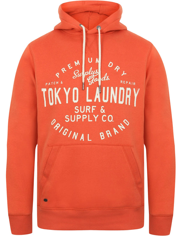 Portopalo Cove Brush Back Fleece Pullover Hoodie In Emberglow Orange - Tokyo Laundry