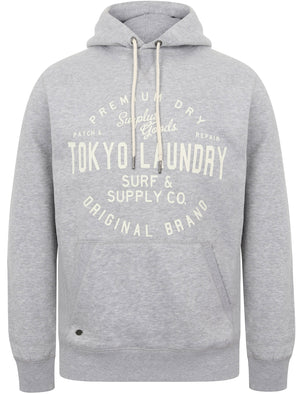 Portopalo Cove Brush Back Fleece Pullover Hoodie In Light Grey Marl - Tokyo Laundry