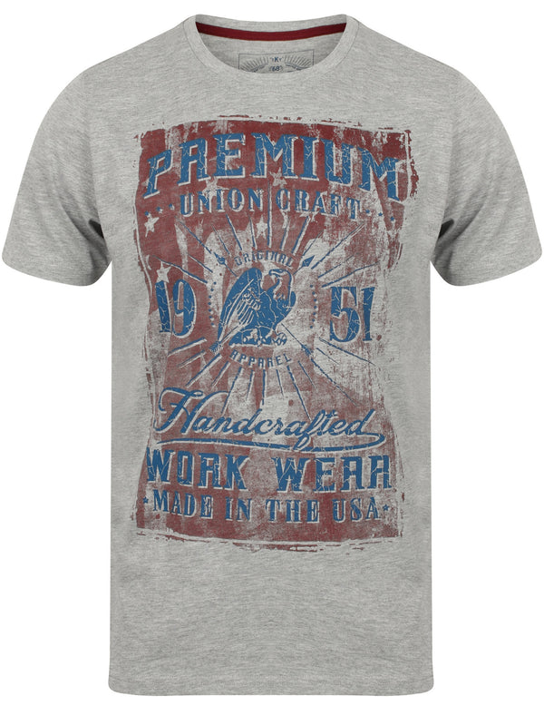 Premium Motif Cotton T-Shirt in Light Grey Marl - Tokyo Laundry