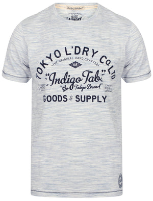 Prestonburg Flocked Motif Cotton Jersey T-Shirt In Vintage Indigo - Tokyo Laundry