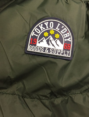 Proctor Layered Quilted Puffer Jacket with Hood in Deep Forest - Tokyo Laundry