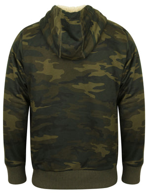 Quantico Borg Lined Zip Through Hoodie In Forest Night Camo - Tokyo Laundry