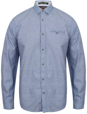 Quentin Cotton Dobby Long Sleeve Shirt in Sapphire - Tokyo Laundry