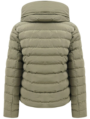 Quince Quilted Puffer Jacket with Extendable Hood in Mermaid Khaki - Tokyo Laundry