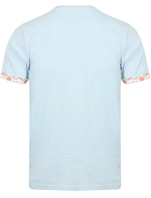 Raft Cotton Slub T-Shirt with Printed Pocket In Tokyo Sky Blue - Tokyo Laundry